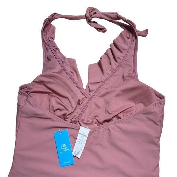 Cupshe Bianca Dusty Pink Ruffled Halter One Piece Swimsuit Women’s US L - Picture 5 of 7